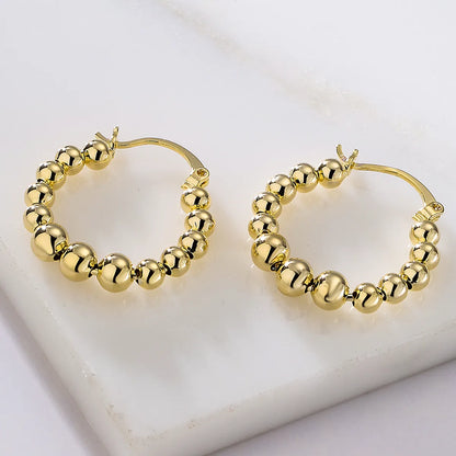 Fashion Geometric Copper Gold Plated Hoop Earrings 1 Pair