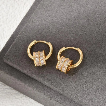 Fashion Geometric Copper Gold Plated Zircon Earrings 1 Pair