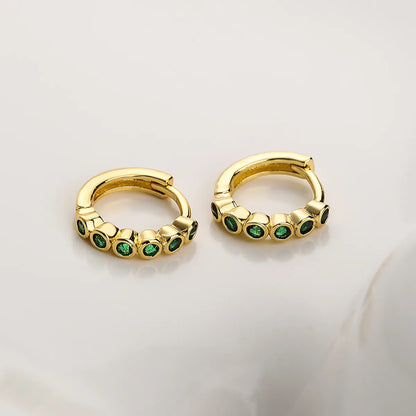 Fashion Geometric Copper Gold Plated Zircon Hoop Earrings 1 Pair