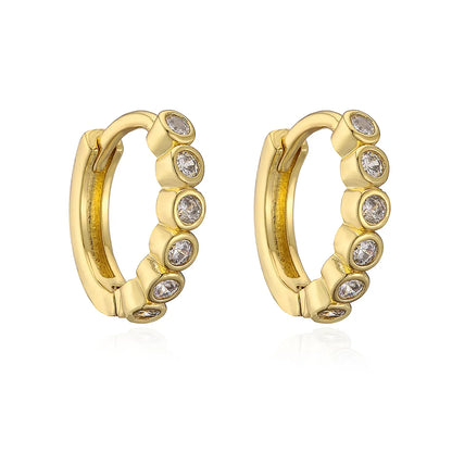 Fashion Geometric Copper Gold Plated Zircon Hoop Earrings 1 Pair