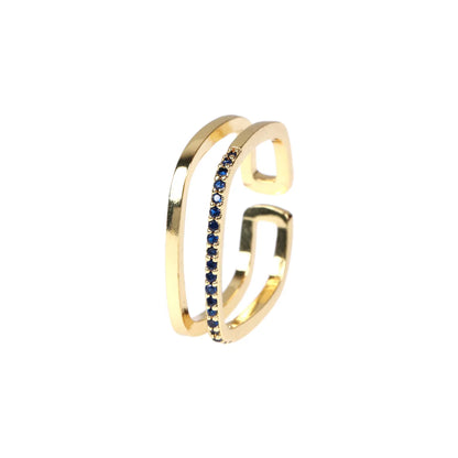 Fashion Geometric Copper Gold Plated Zircon Open Ring 1 Piece