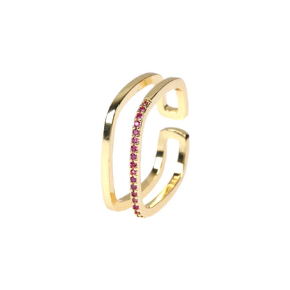 Fashion Geometric Copper Gold Plated Zircon Open Ring 1 Piece