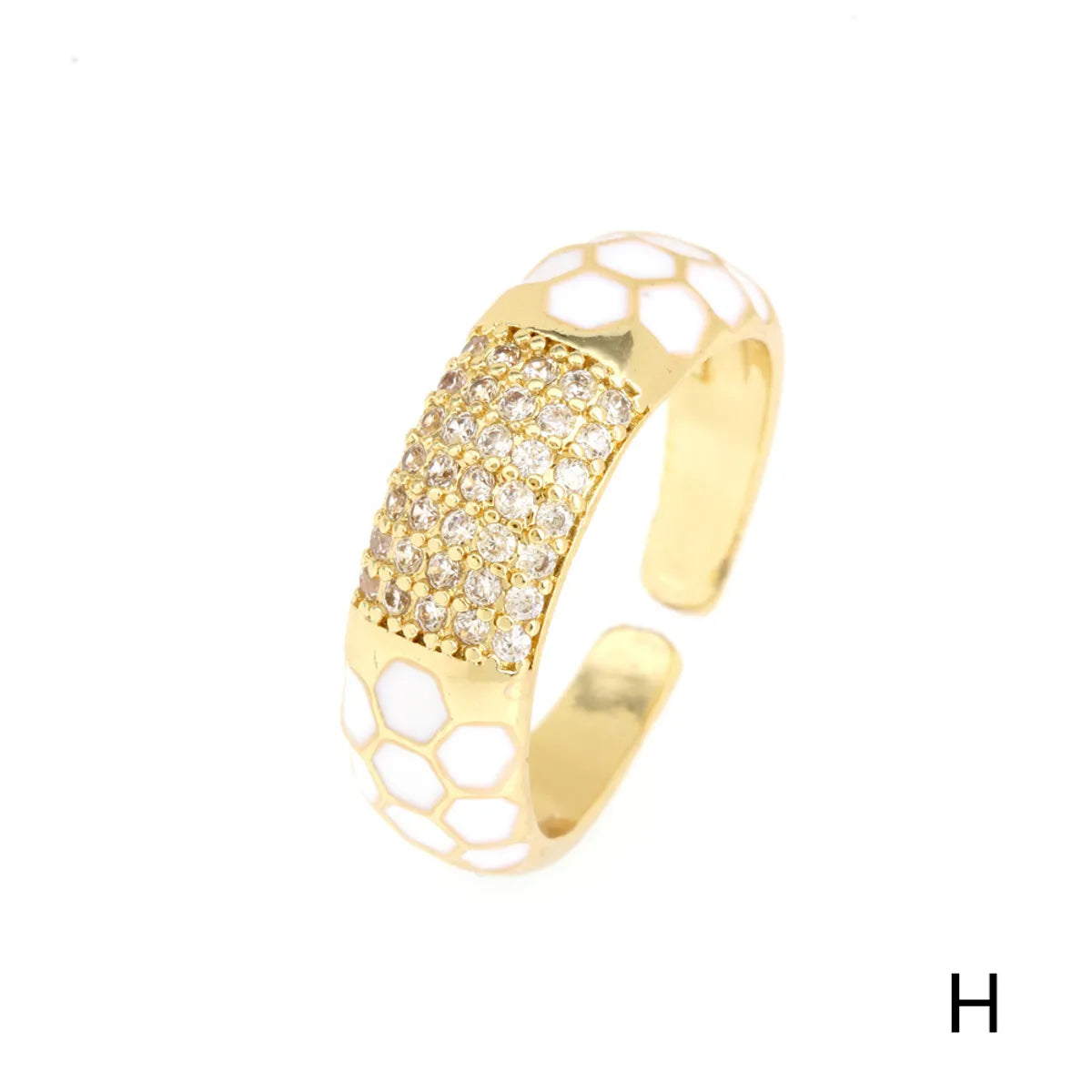 Fashion Geometric Copper Gold Plated Zircon Open Ring 1 Piece