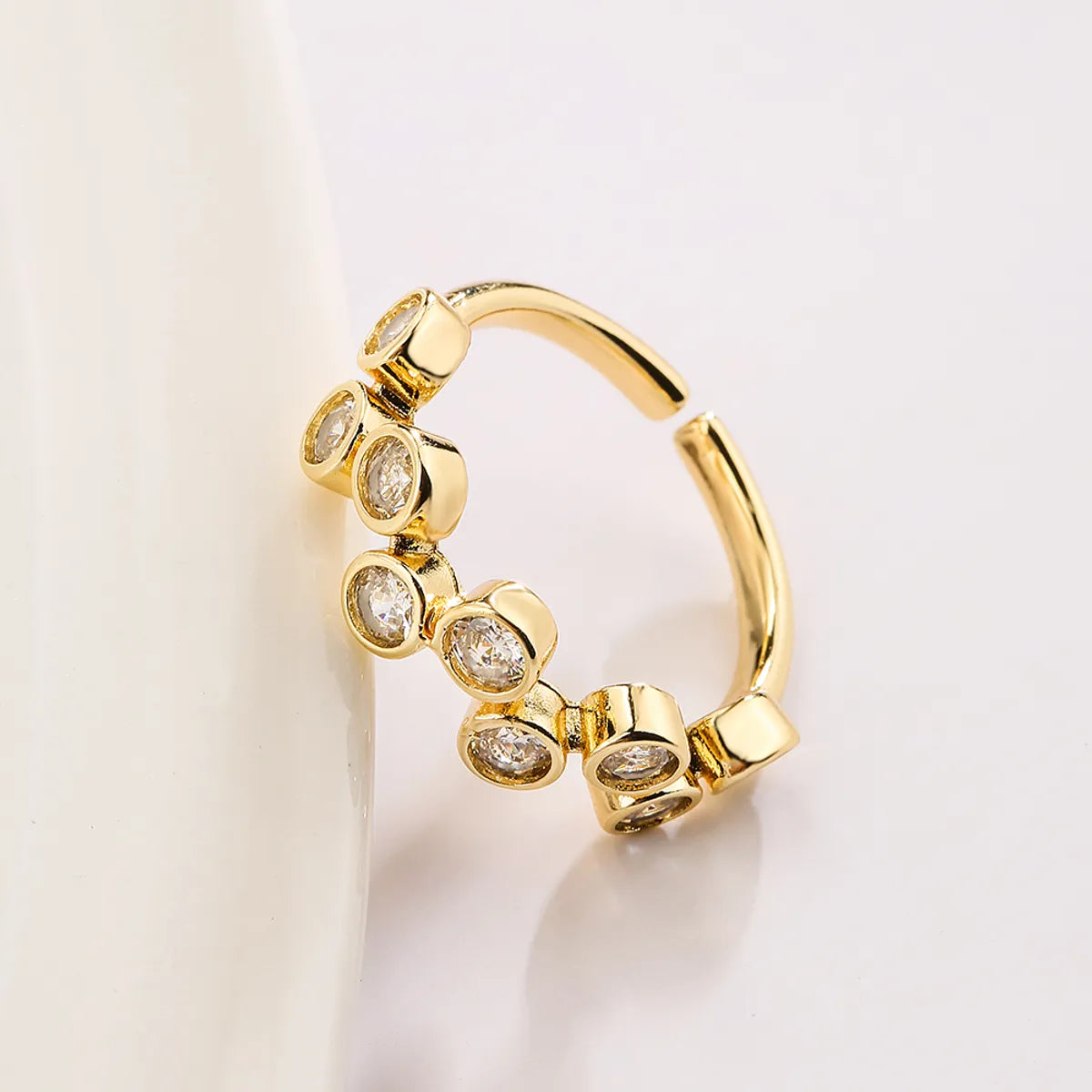 Fashion Geometric Copper Gold Plated Zircon Open Ring 1 Piece