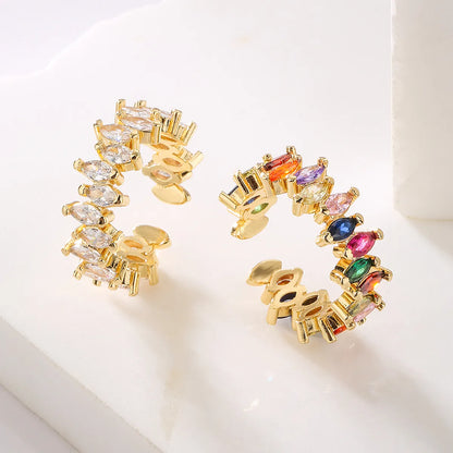 Fashion Geometric Copper Gold Plated Zircon Open Ring 1 Piece