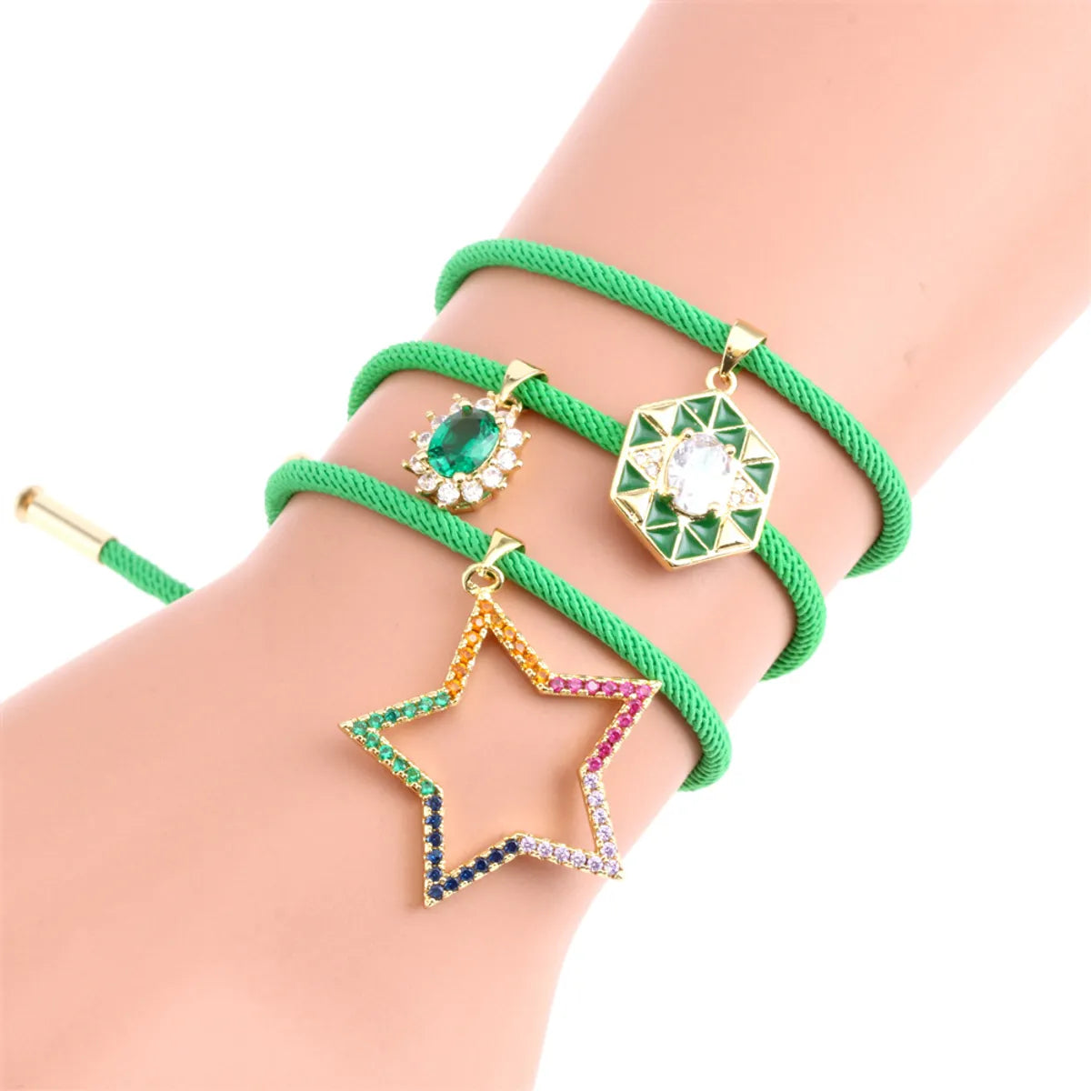 Fashion Geometric Copper Handmade Zircon Bracelets