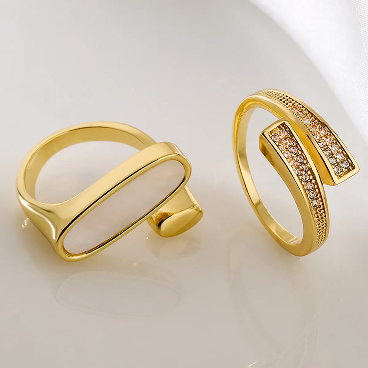 Fashion Geometric Copper Inlaid Zircon Rings 1 Piece