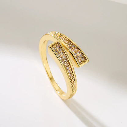 Fashion Geometric Copper Inlaid Zircon Rings 1 Piece