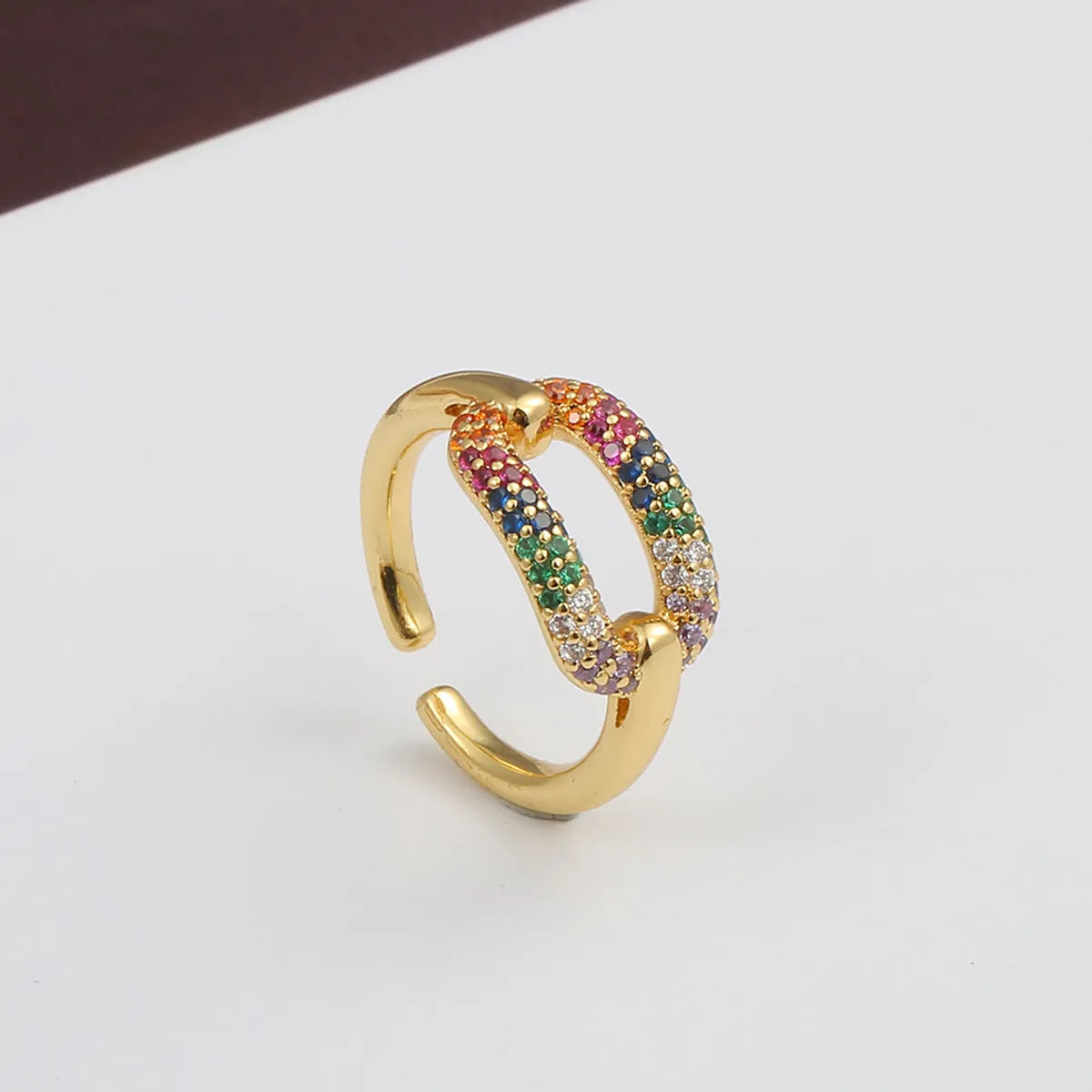 Fashion Geometry Pattern Inlaid Copper Zircon Ring Wholesale