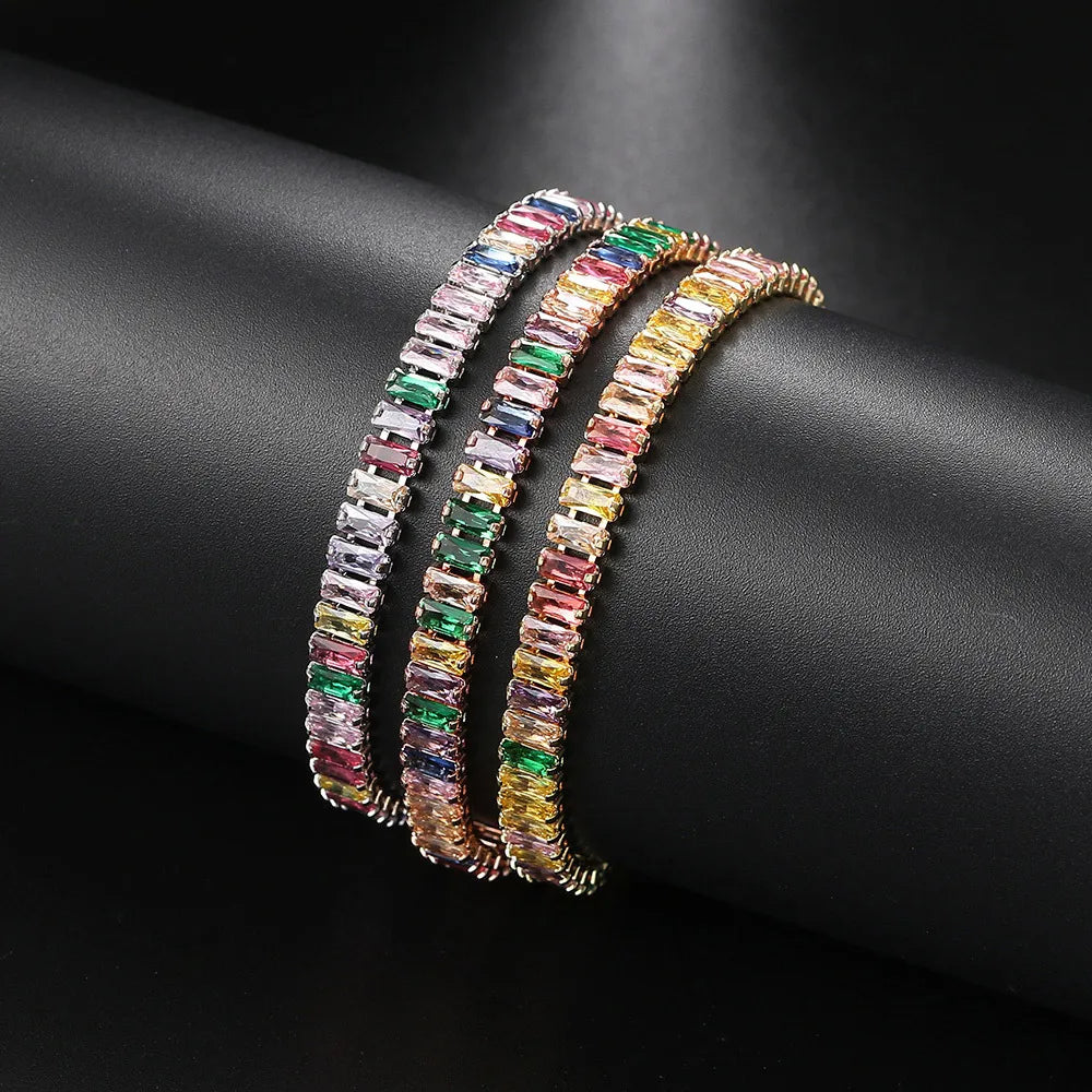 Fashion Geometric Copper Inlay Zircon Bracelets 1 Piece