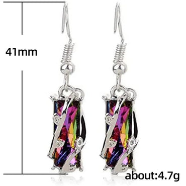 Fashion Geometric Copper Inlay Crystal Drop Earrings 1 Pair