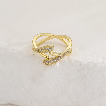 Fashion Geometric Copper Open Ring Gold Plated Zircon Copper Rings