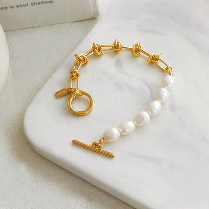 Fashion Geometric Copper Pearl Bracelets 1 Piece