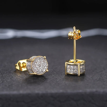 Fashion Geometric Copper Plating Zircon Ear Studs 1 Pair