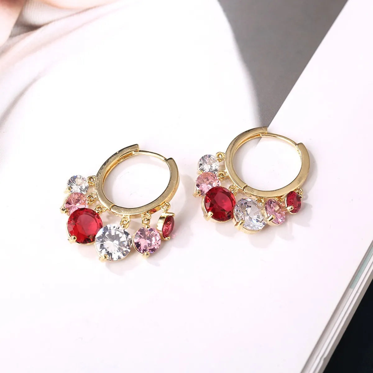 Fashion Geometric Copper Plating Zircon Earrings 1 Pair