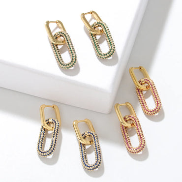 Fashion Geometric Copper Plating Zircon Earrings 1 Pair