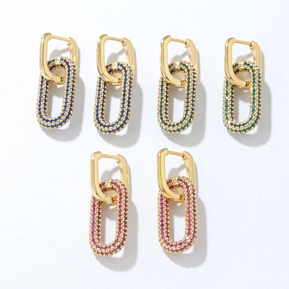 Fashion Geometric Copper Plating Zircon Earrings 1 Pair