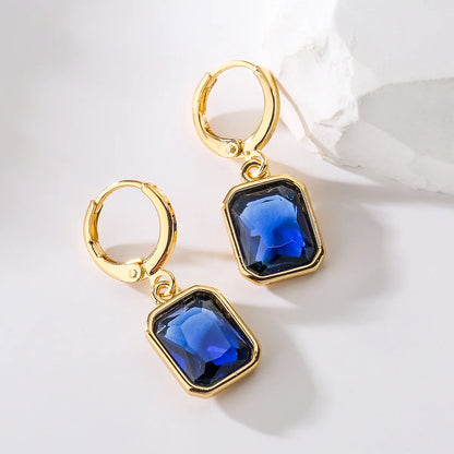 1 Pair Fashion Geometric Plating Copper Zircon 18k Gold Plated Earrings