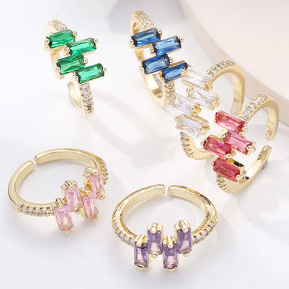 Fashion Geometric Copper Plating Zircon Open Ring 1 Piece