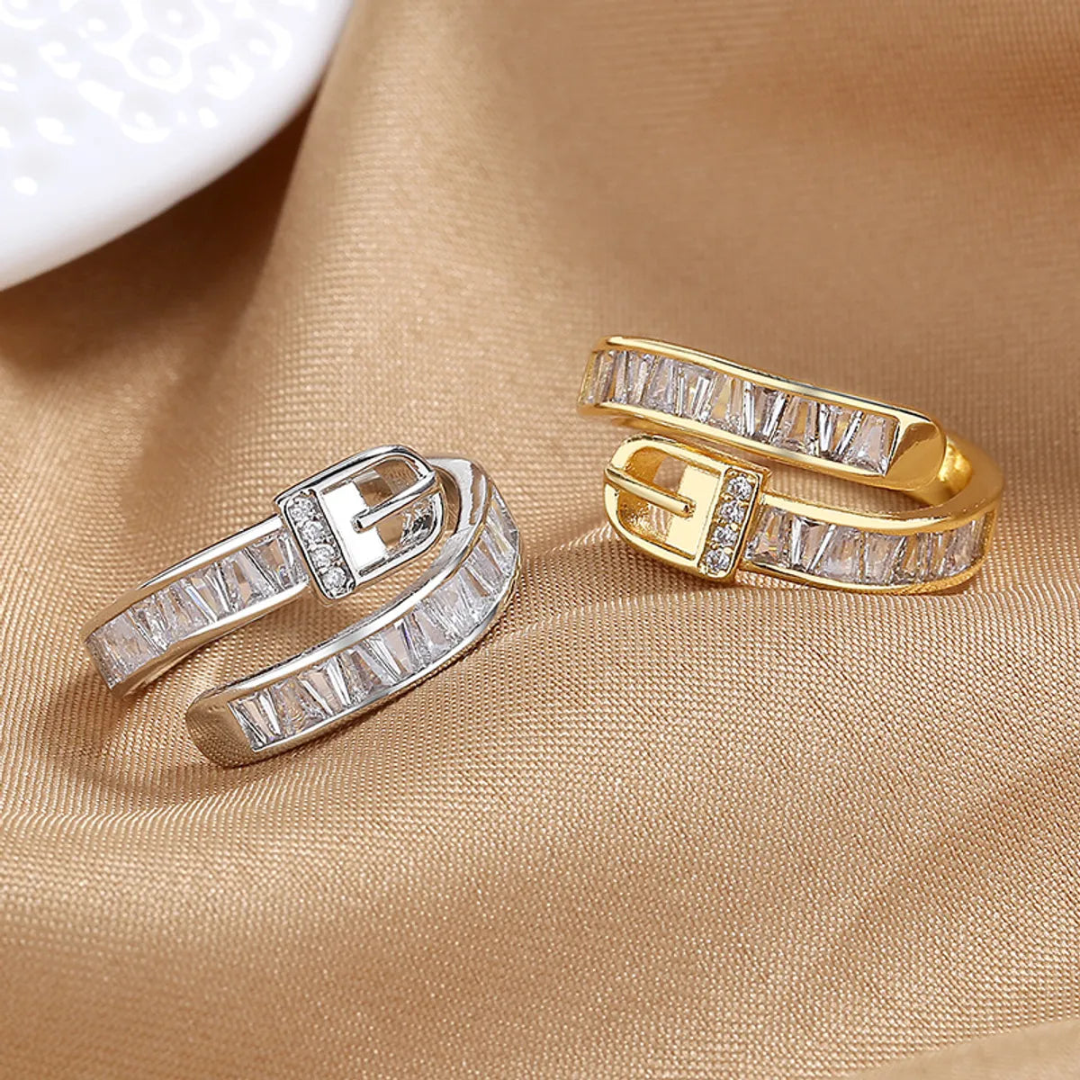 Fashion Geometric Copper Plating Zircon Open Ring