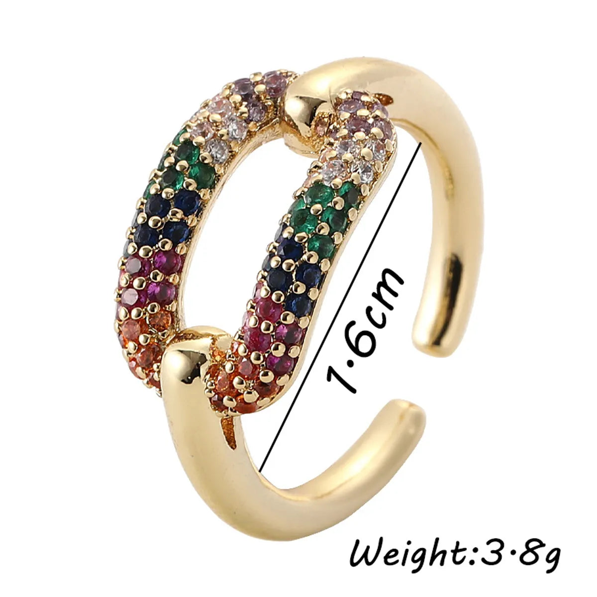 Fashion Geometric Copper Gold Plated Zircon Open Ring In Bulk