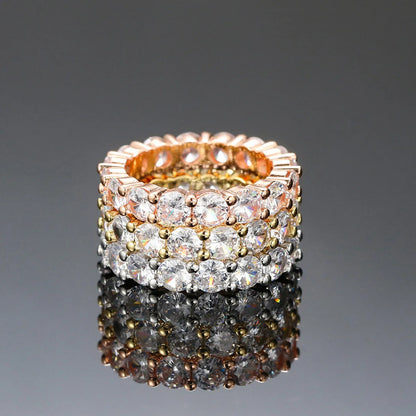 Fashion Geometric Copper Zircon Rings In Bulk