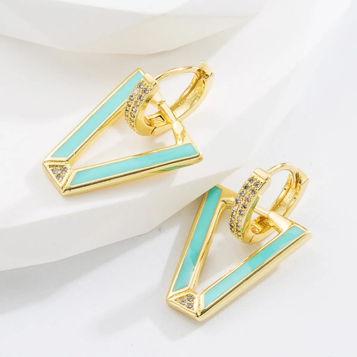 Fashion Geometric Copper Stoving Varnish Zircon Drop Earrings 1 Pair