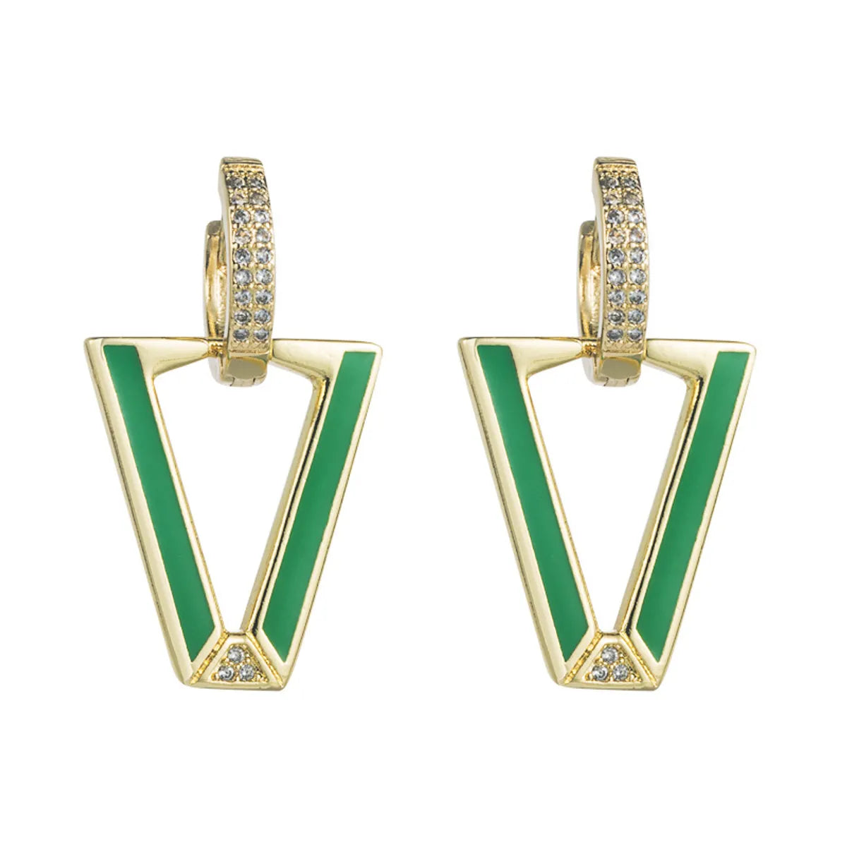 Fashion Geometric Copper Stoving Varnish Zircon Drop Earrings 1 Pair