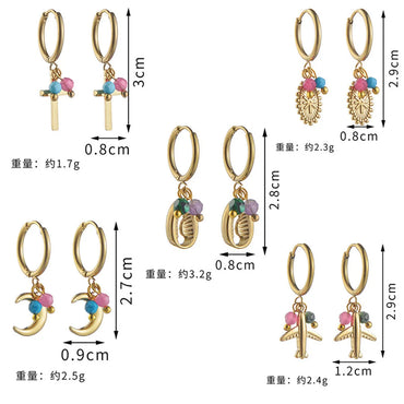 Fashion Geometric Cross Earrings Women's Titanium Steel Earrings Wholesale