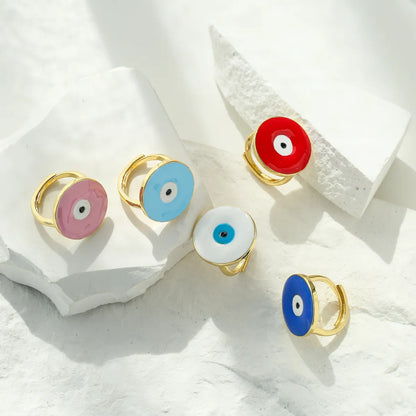 Fashion Geometric Devil's Eye Open Ring Copper Rings