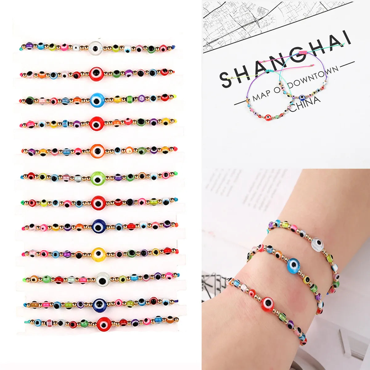 Fashion Geometric Devil's Eye Resin Rope Women's Bracelets 1 Set