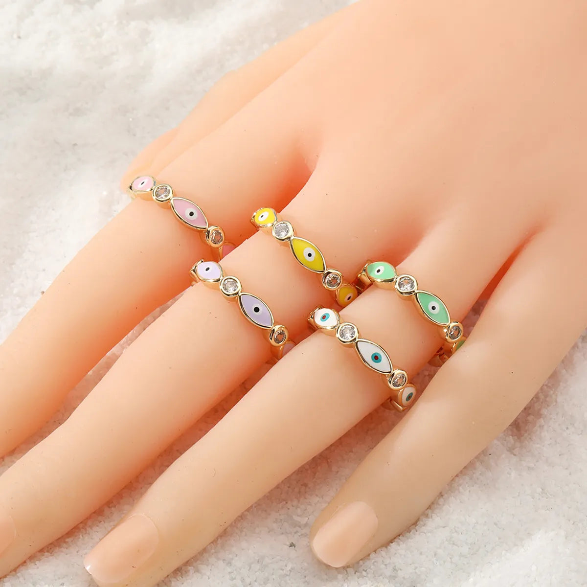 Fashion Geometric Eye Copper Open Ring Plating Zircon Copper Rings