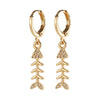 Fashion Geometric Fish Bone Copper Drop Earrings Inlay Zircon Copper Earrings