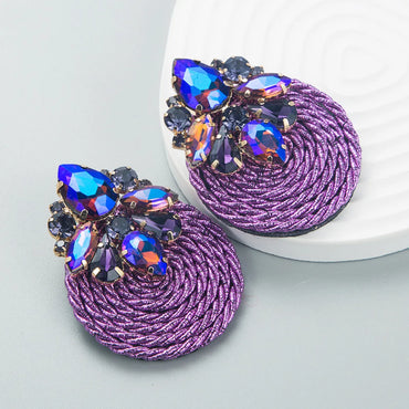 Fashion Geometric Glass Diamond Braided Earrings