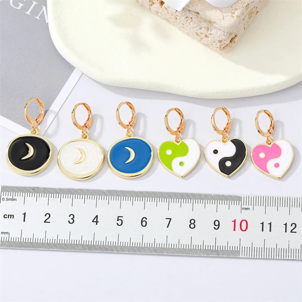 Fashion Geometric Heart Circle Shaped Moon Pattern Drop Earrings Wholesale