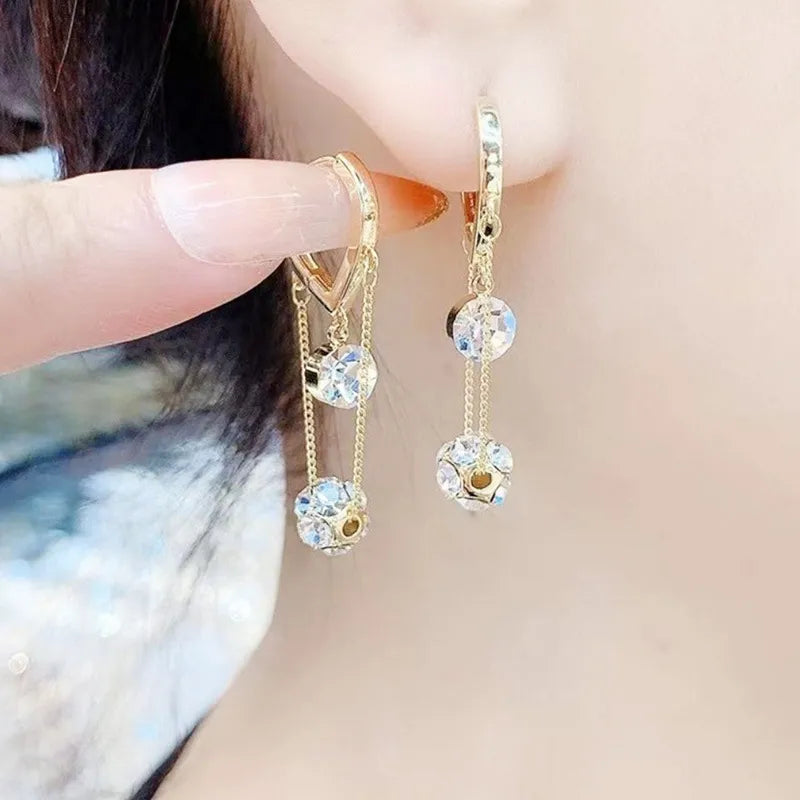 Fashion Geometric Heart Shape Alloy Plating Rhinestones Women'S Drop Earrings 1 Pair