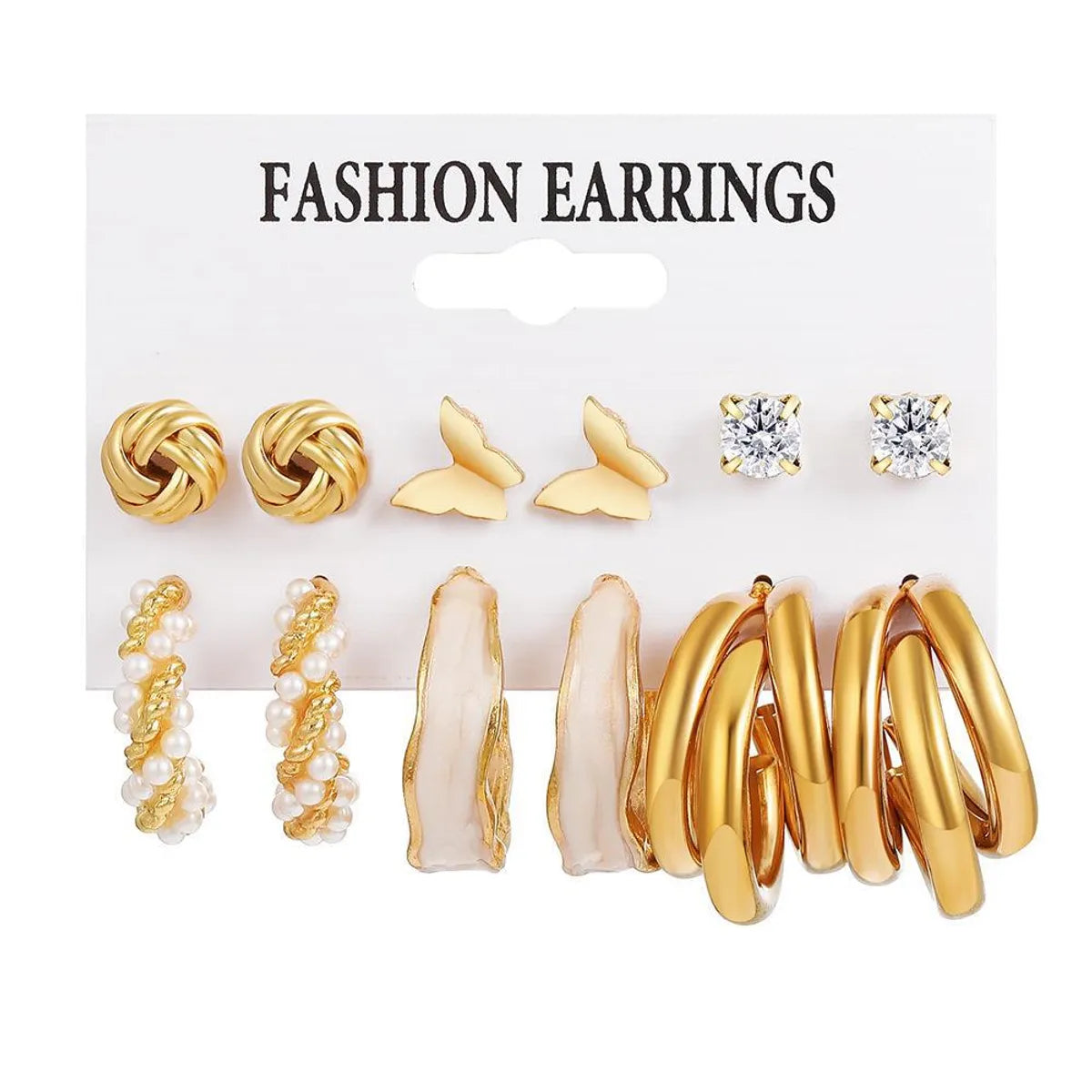 Fashion Geometric Heart Shape Alloy Plating Women'S Drop Earrings Ear Studs 1 Set