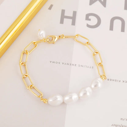 Fashion Geometric Heart Shape Imitation Pearl Alloy Plating Women's Bracelets