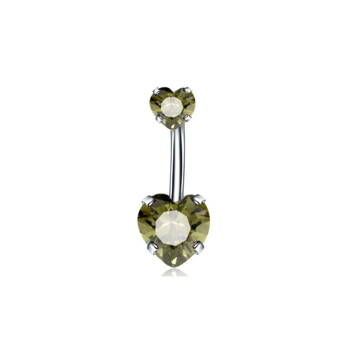 Fashion Geometric Heart Shape Stainless Steel Inlaid Zircon Zircon Belly Ring 1 Piece