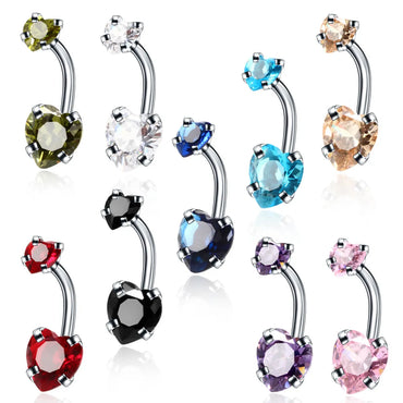 Fashion Geometric Heart Shape Stainless Steel Inlaid Zircon Zircon Belly Ring 1 Piece