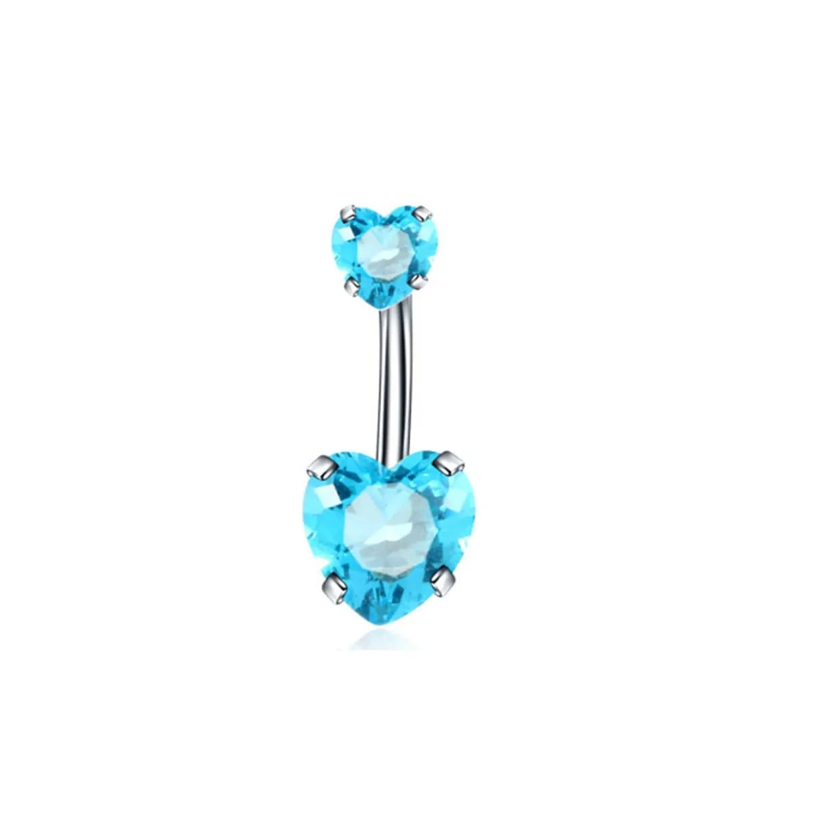 Fashion Geometric Heart Shape Stainless Steel Inlaid Zircon Zircon Belly Ring 1 Piece