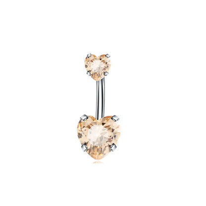 Fashion Geometric Heart Shape Stainless Steel Inlaid Zircon Zircon Belly Ring 1 Piece