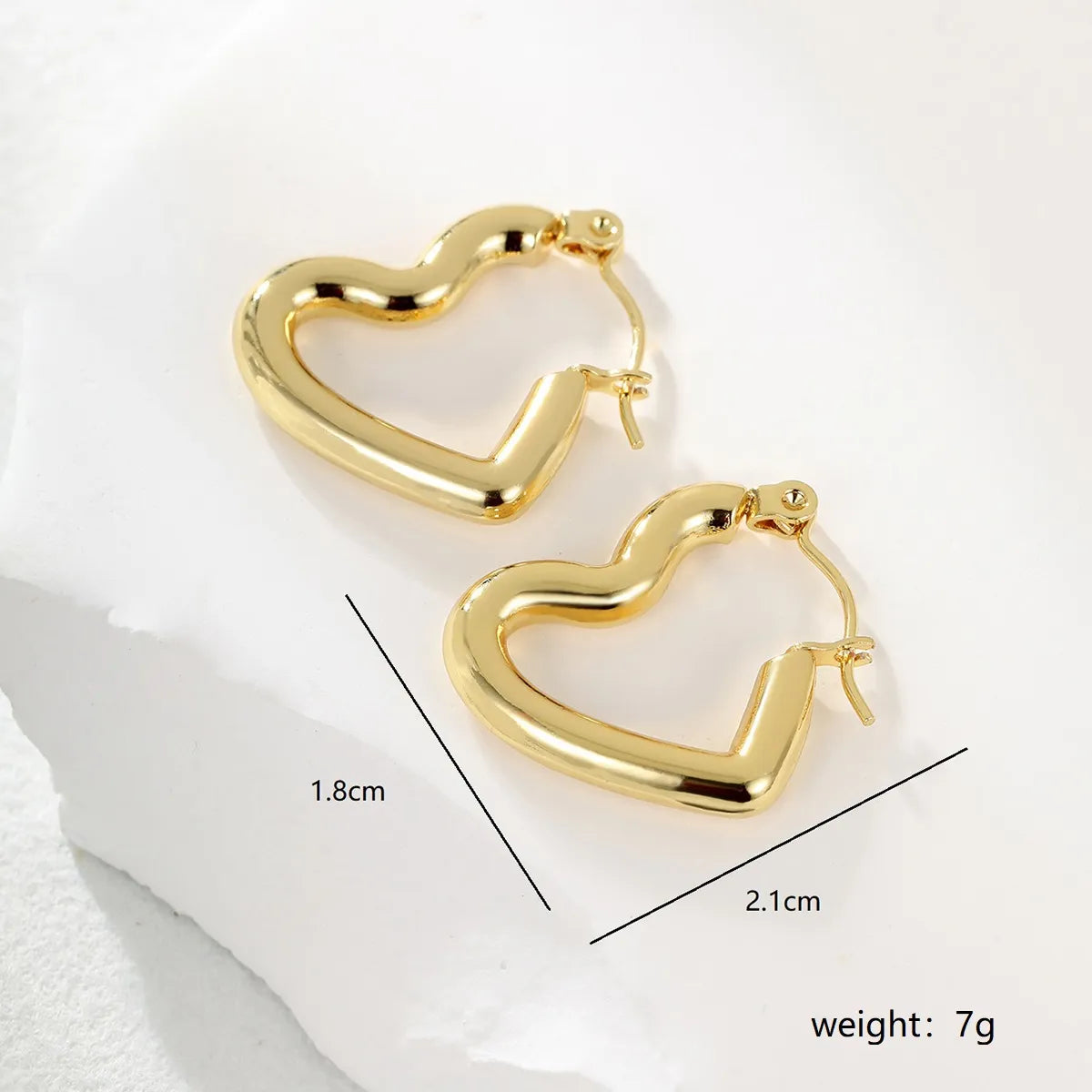 1 Pair Fashion Geometric Heart Shape Plating Stainless Steel 18k Gold Plated Earrings