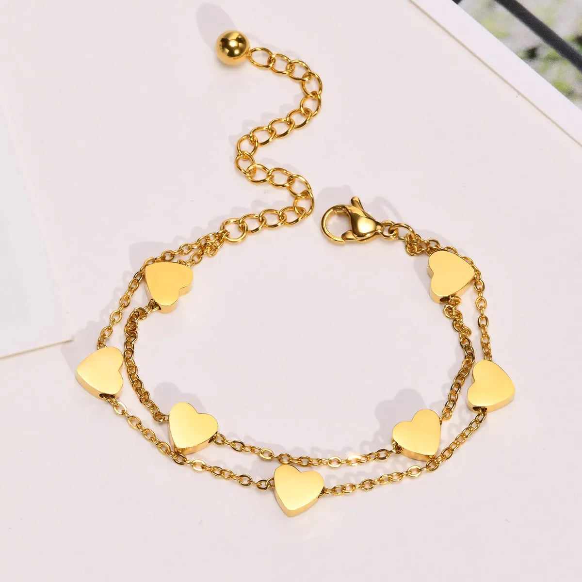 Fashion Geometric Heart Shape Titanium Steel Plating Bracelets 1 Piece