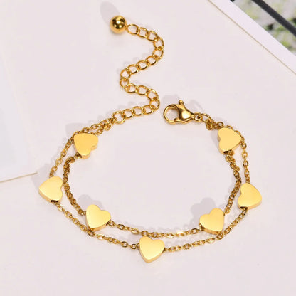 Fashion Geometric Heart Shape Titanium Steel Plating Bracelets 1 Piece