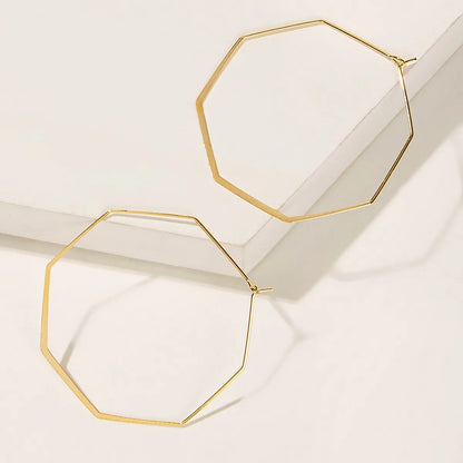 Fashion Geometric Hexagon Earrings Creative Alloy Hoop Earrings