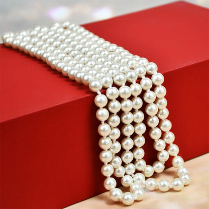 Fashion Geometric Imitation Pearl Beaded Women'S Sweater Chain