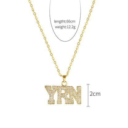 Fashion Geometric Letter Alloy Plating Metal Rhinestones Unisex Necklace 1 Piece