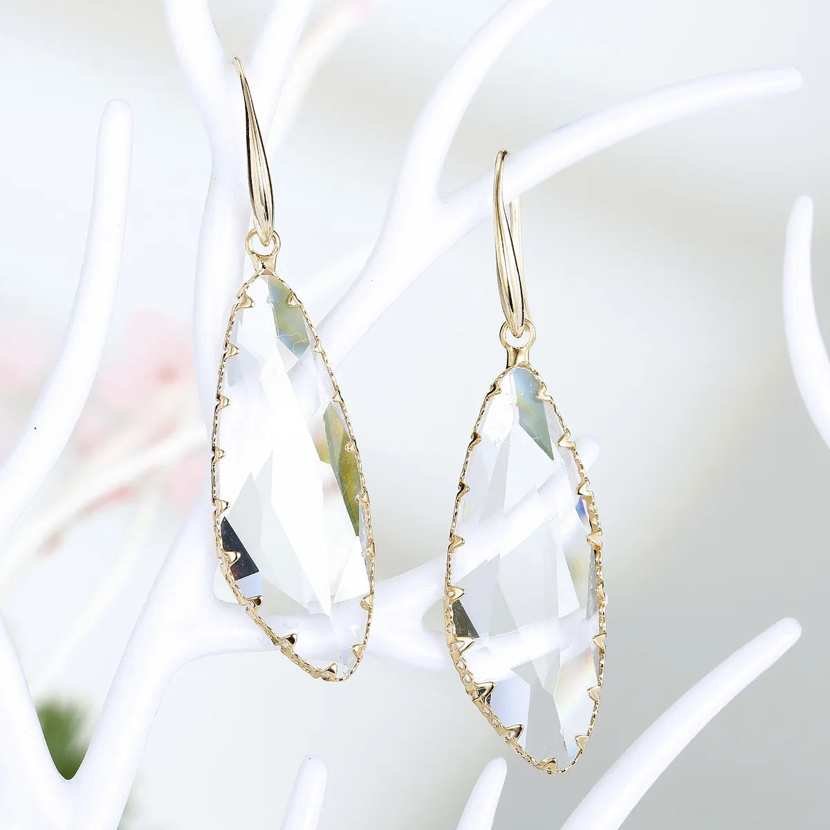 Fashion Geometric Long Water Drop Crystal Earrings