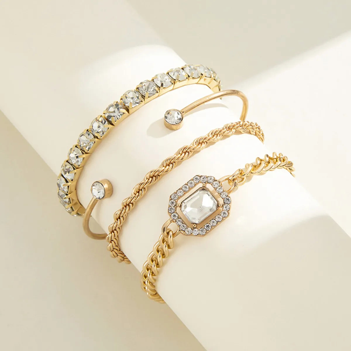 Fashion Geometric Metal Chain Inlay Rhinestone Bracelets